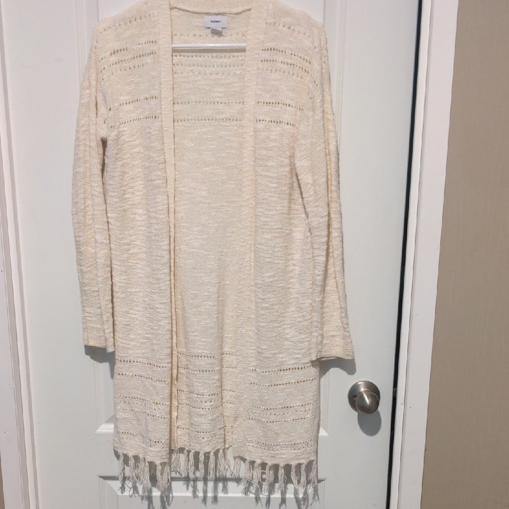 Old Navy Cream Fringe Cardigan